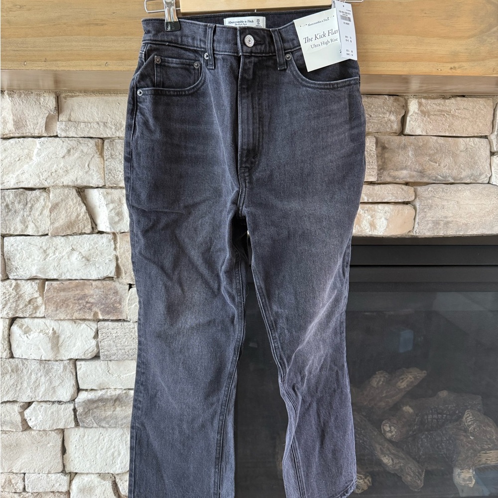 Abercrombie & Fitch Black Kick Flare Ultra High Rise Jeans - Picture 2 of 4